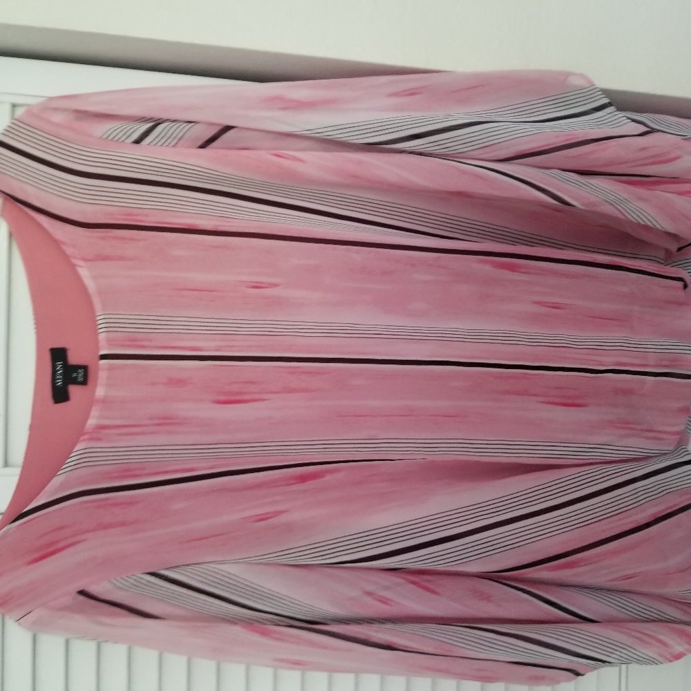 Lightly worn (once) pink, black and gray blouse